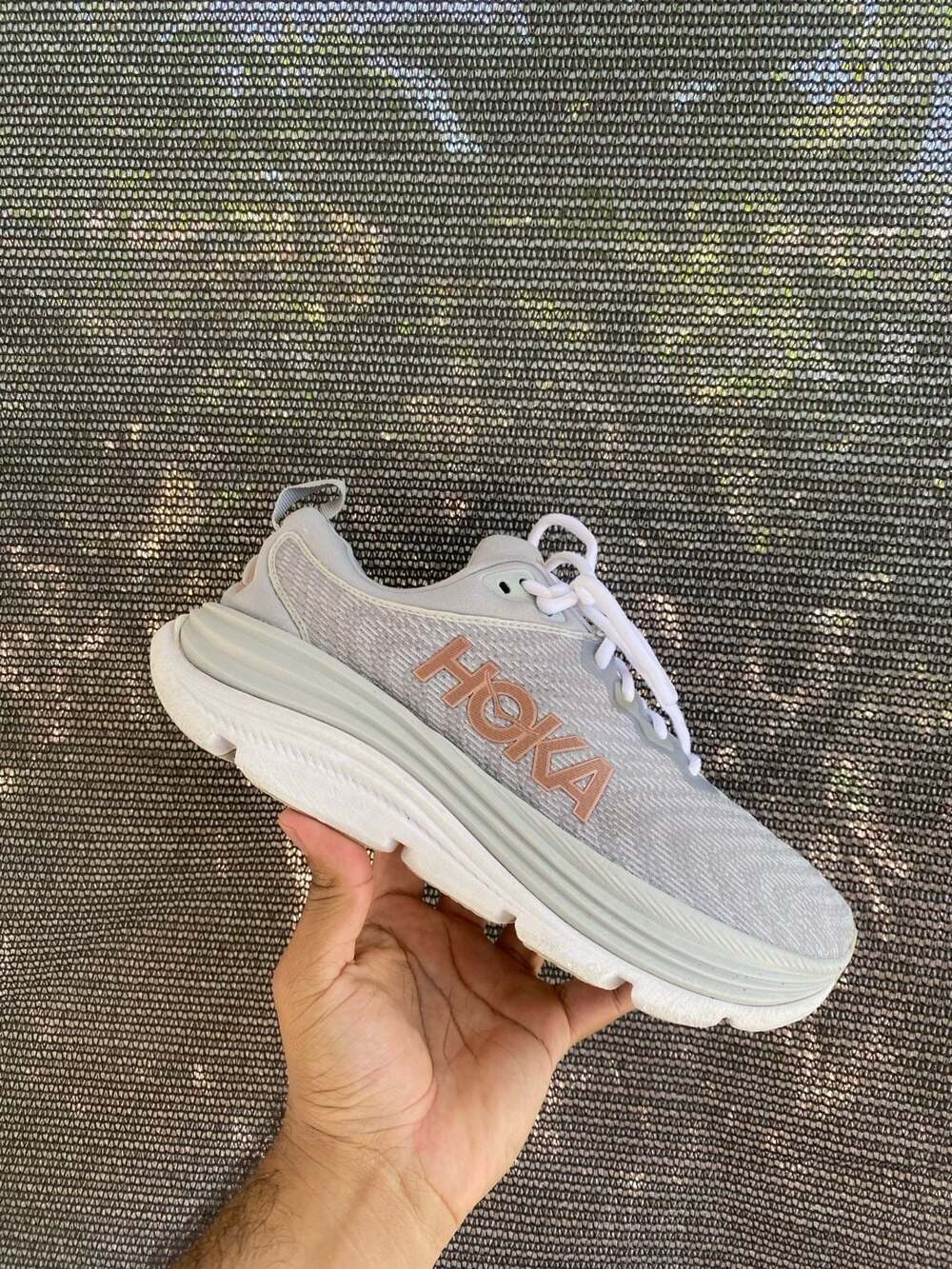 Hoka Women's Gaviota 5 Harbor Mist / Rose Gold Running Shoes
